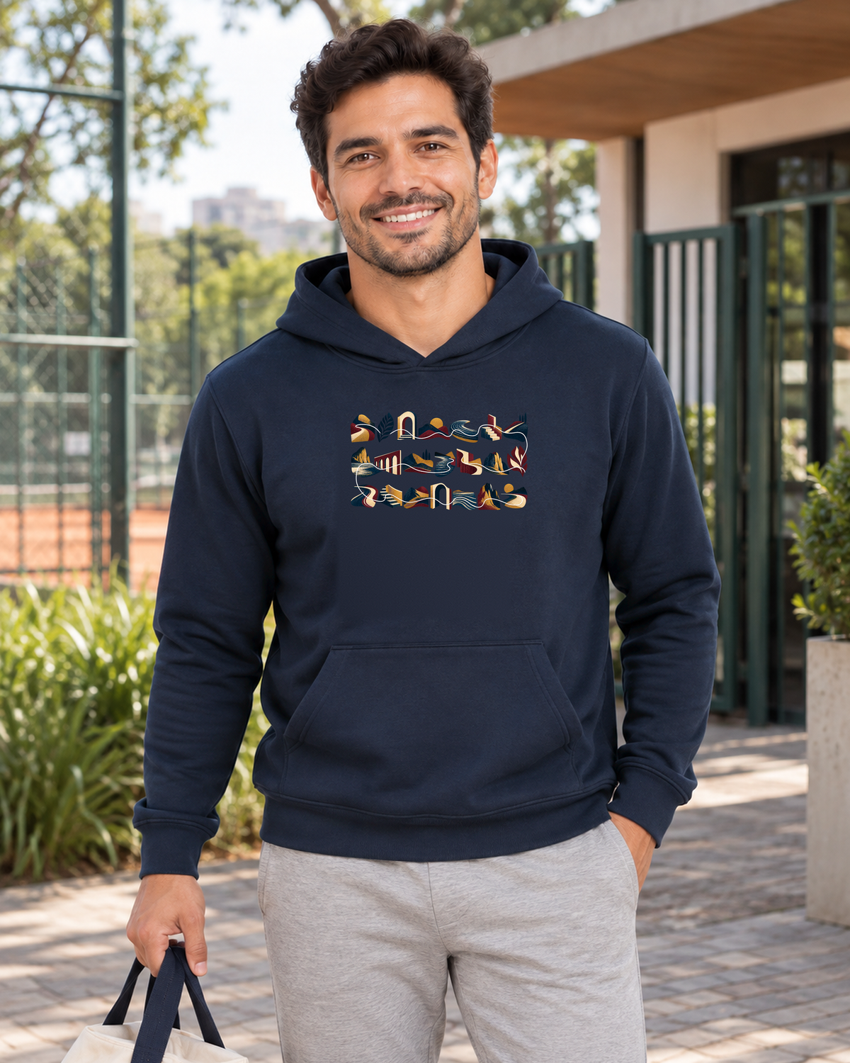 Hoodie Moletom - Meia História, cor Marinho, modelo masculino, ambiente