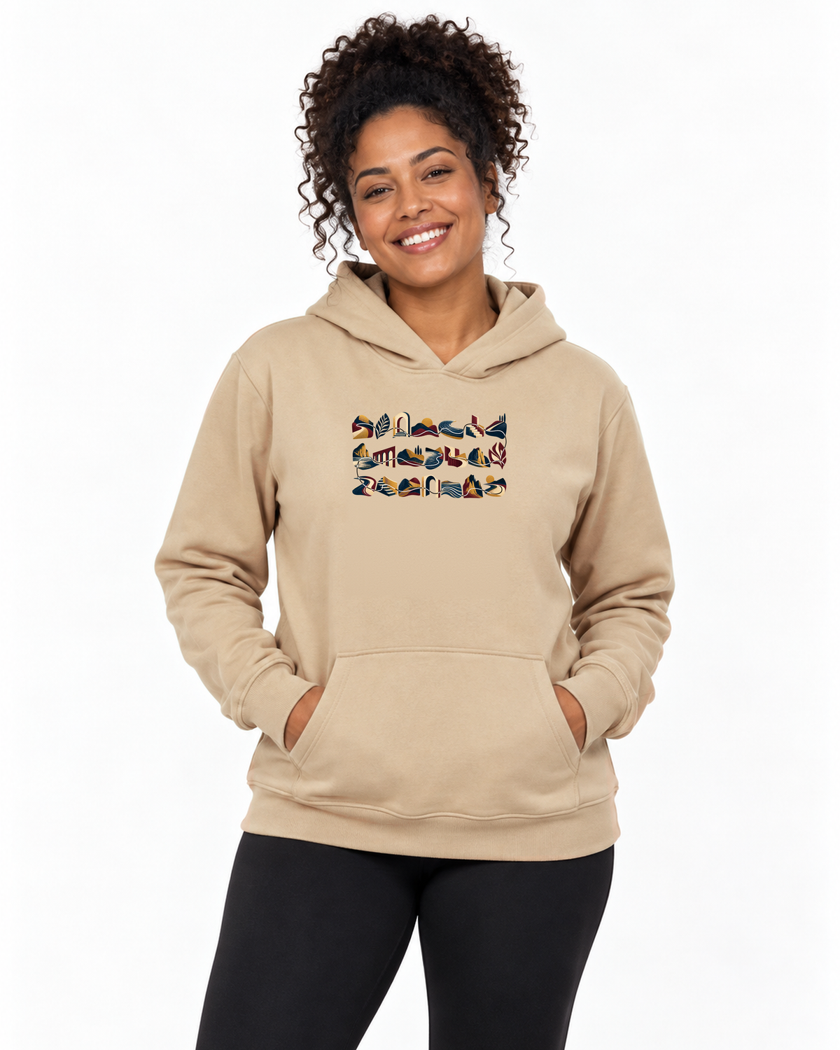 Hoodie Moletom - Meia História, cor Bege, modelo feminino, estúdio