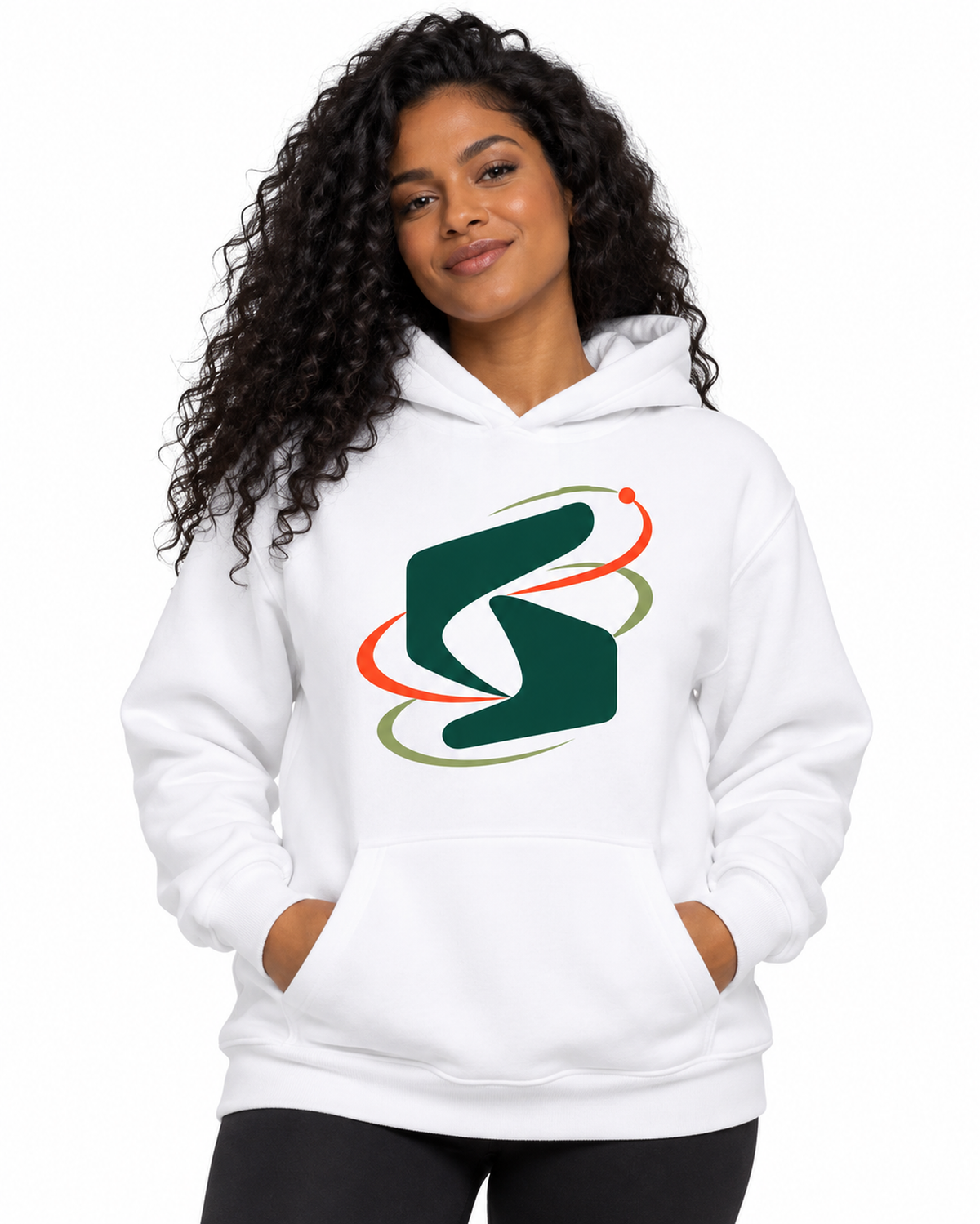 Modelo com hoodie Sinal em Movimento.