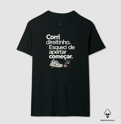 Camiseta Algodão Peruano - Botão Esquecido, Masculino, Preta
