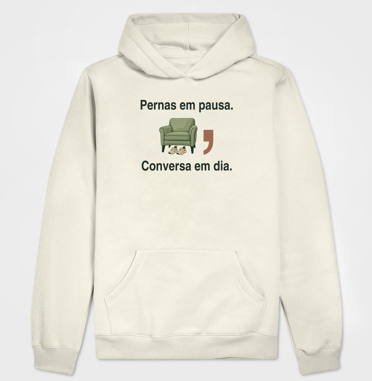 Moletom com Capuz - Pernas em Pausa, Off White