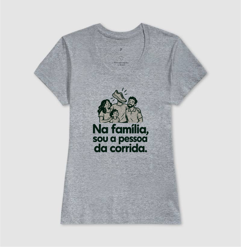 Camiseta Unissex - Sobrenome Corrida, Feminino, Cinza