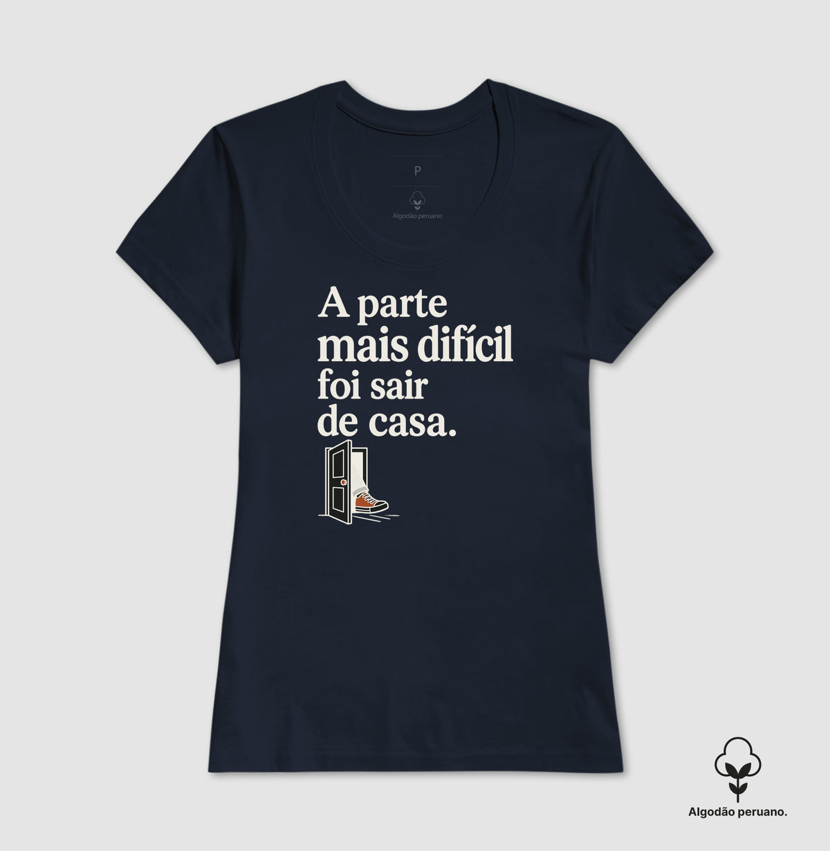 Camiseta Algodão Peruano - Coragem de Ir, Feminino, Marinho