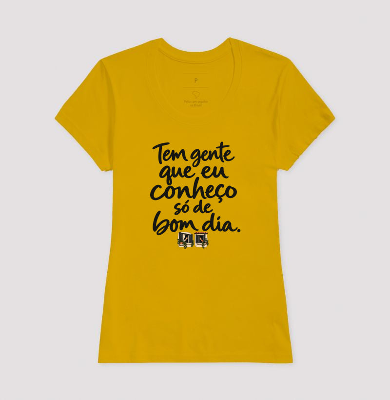 Camiseta Unissex - Bom Dia de Bairro, Feminino, Amarelo