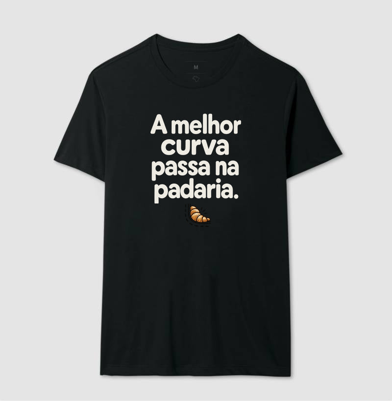 Camiseta Unissex - Curva da Padaria, Masculino, Preta