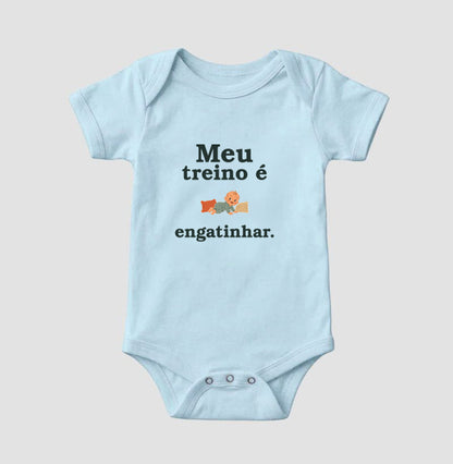 Body Infantil - Treino no Tapete, Azul Bebê
