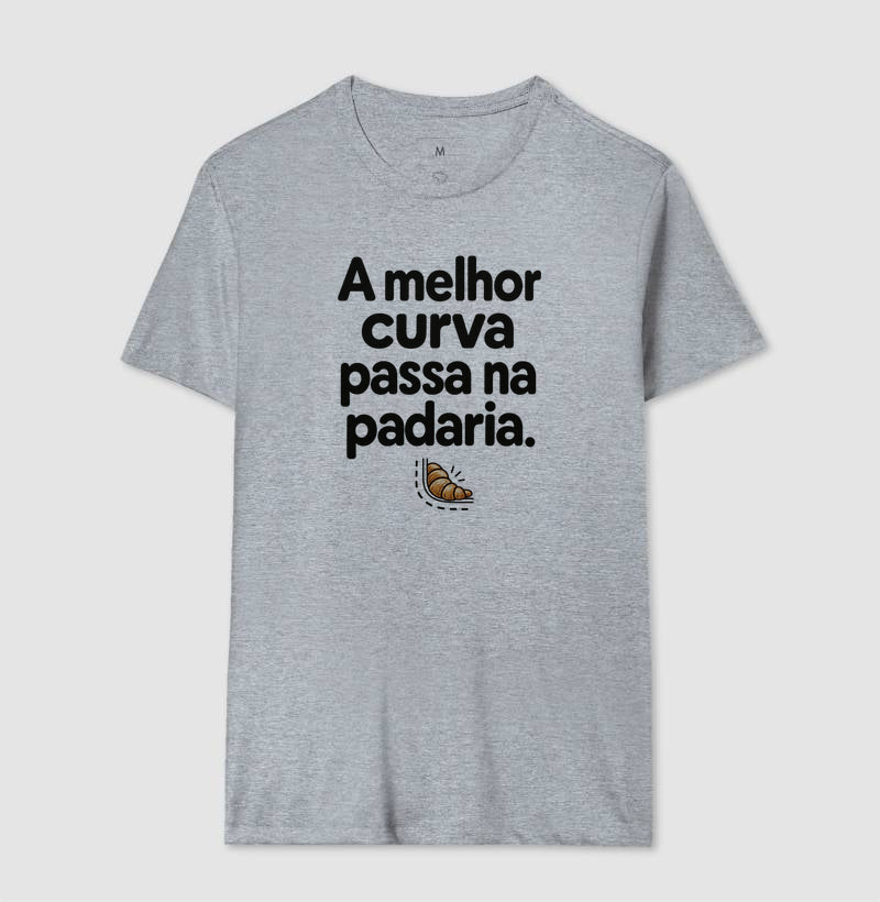 Camiseta Unissex - Curva da Padaria, Masculino, Cinza