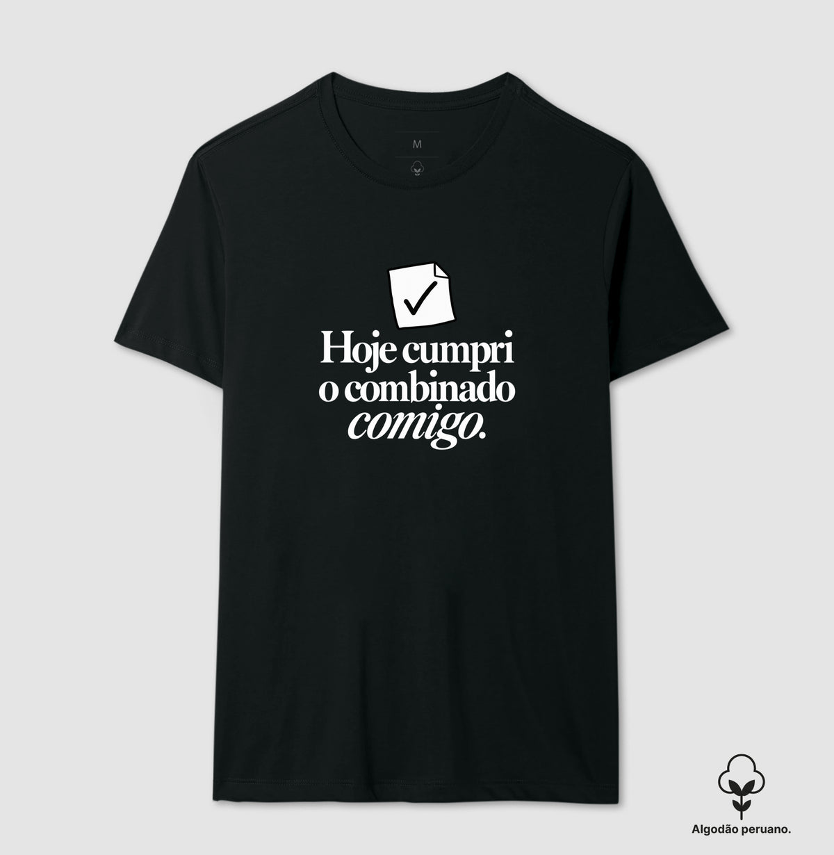 Camiseta Algodão Peruano - Pequeno Plano Cumprido — Preta — Masculino