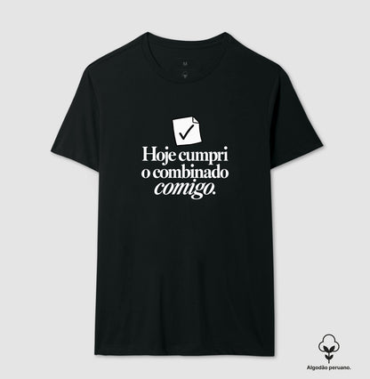 Camiseta Algodão Peruano - Pequeno Plano Cumprido — Preta — Masculino
