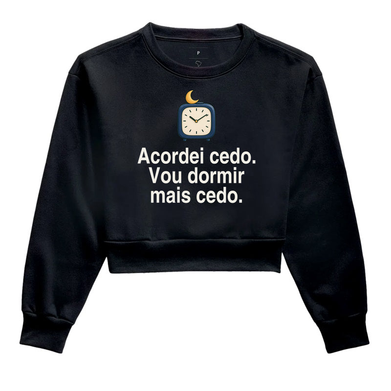 Moletom Cropped - Sono Adiantado, Preta