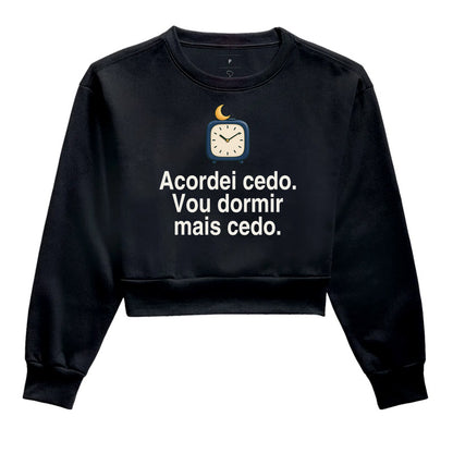 Moletom Cropped - Sono Adiantado, Preta