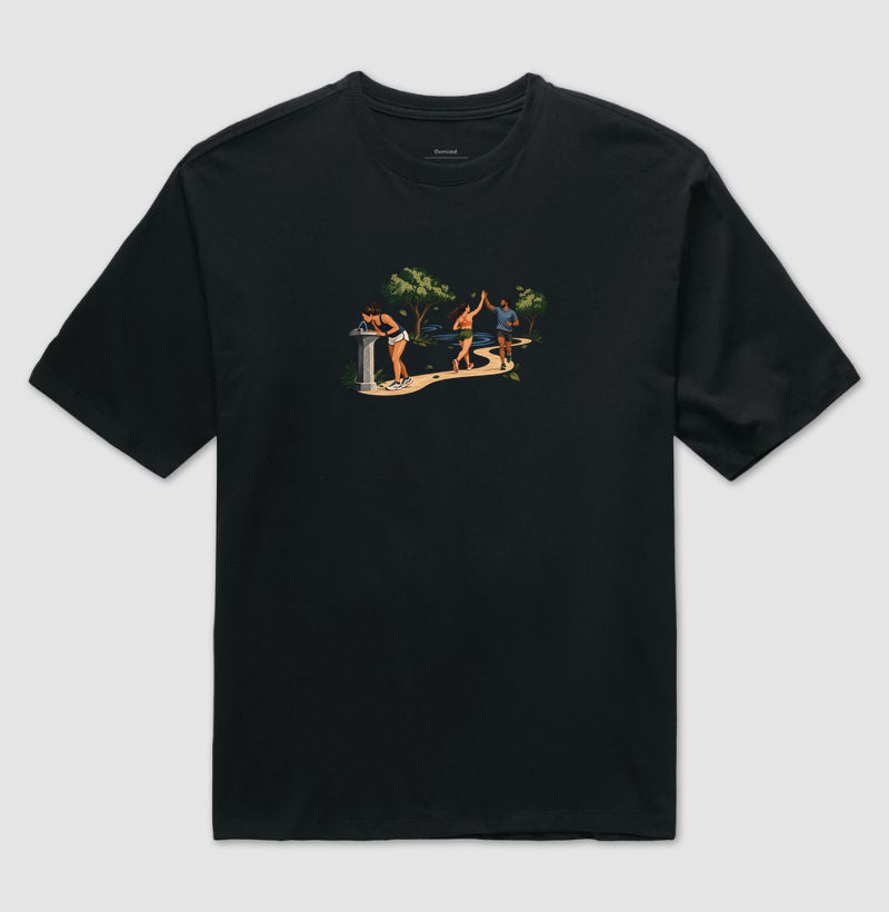 Camiseta Oversized - Primeiro Longão, Preta
