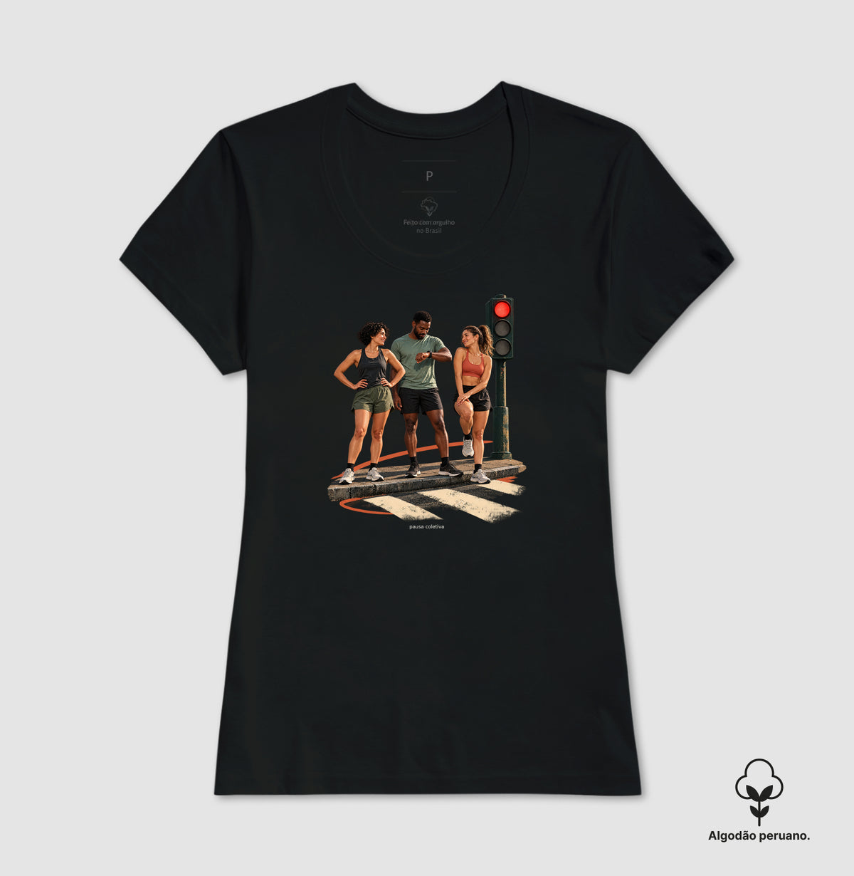 Camiseta Algodão Peruano - Semáforo Vermelho