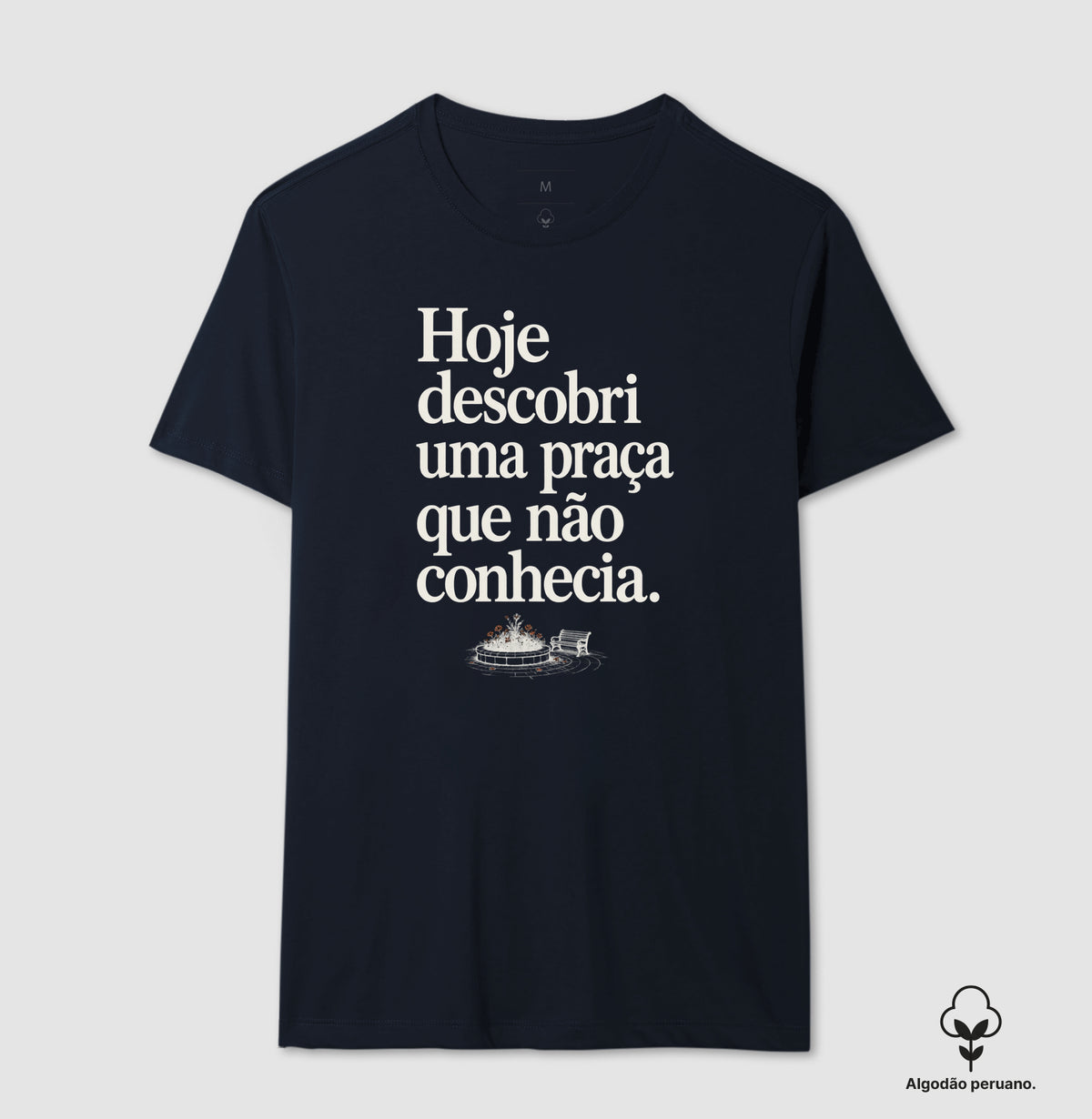 Camiseta Algodão Peruano - Praça Descoberta, Masculino, Marinho