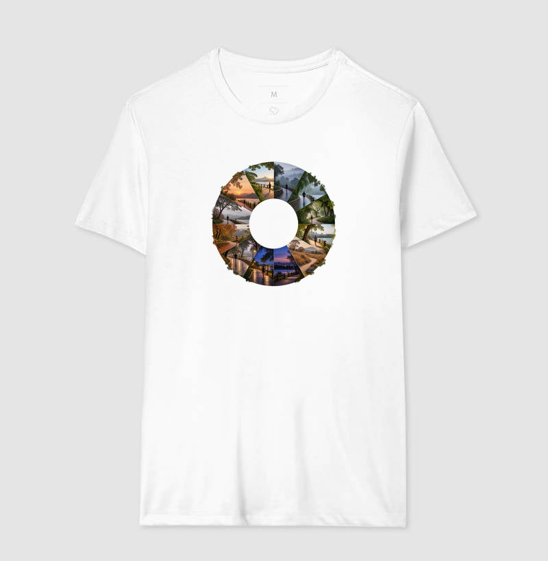Camiseta Unissex - Um Ano em Movimento, Masculino, Branca