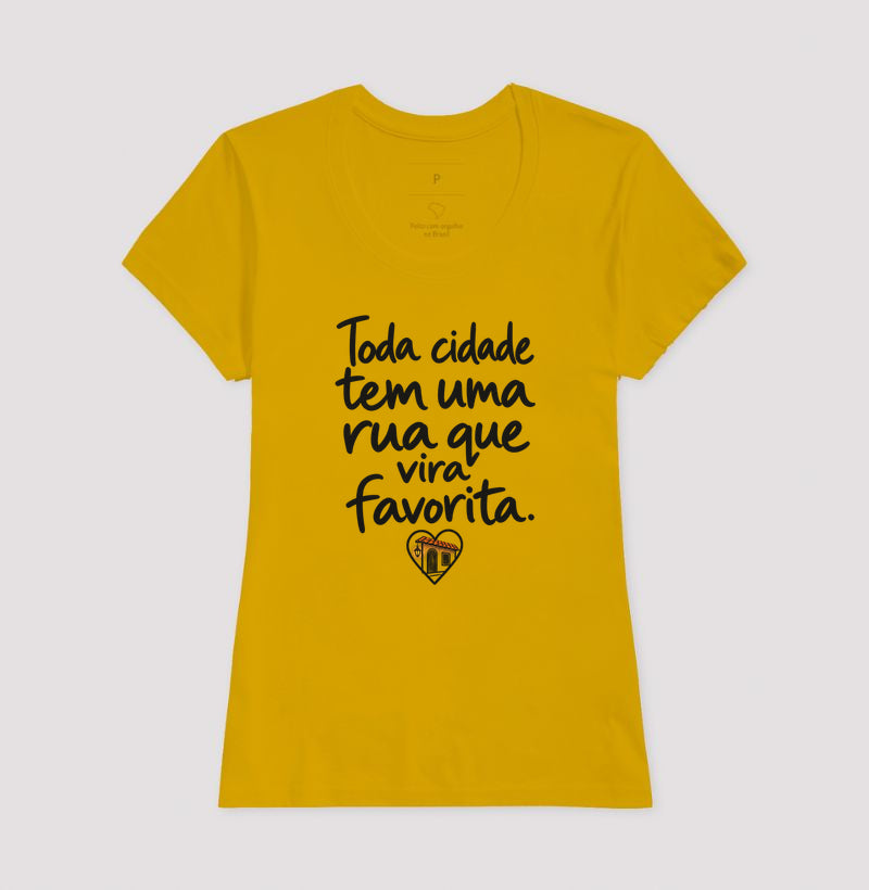 Camiseta Unissex - Rua Favorita, Feminino, Amarelo