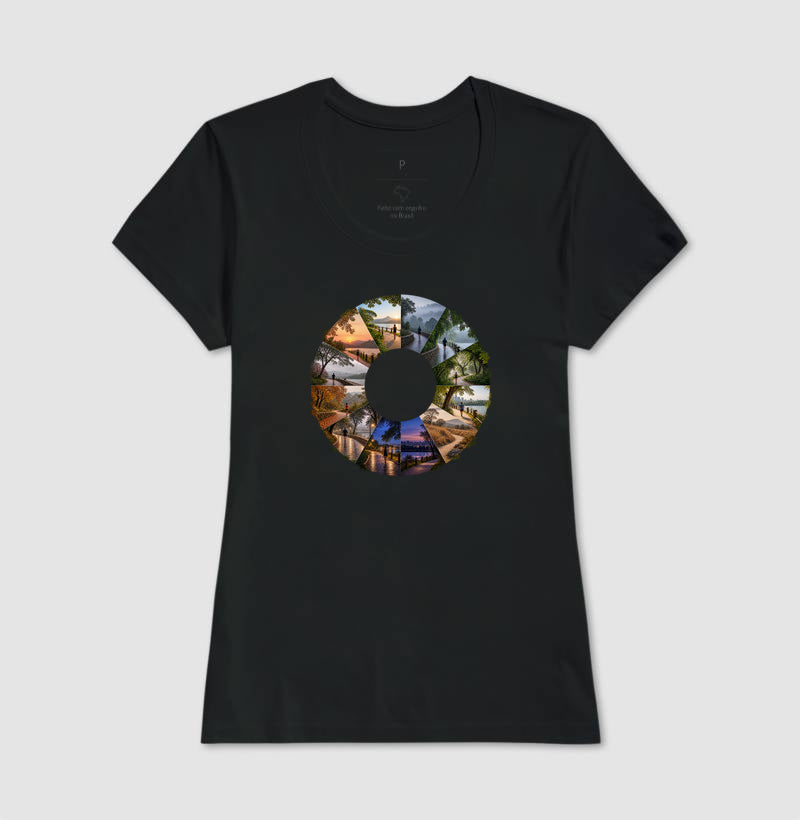 Camiseta Unissex - Um Ano em Movimento, Feminino, Preta