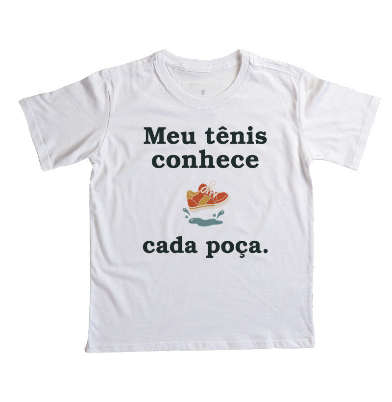 Camiseta Infantil - Conhecedor de Poças, Branca