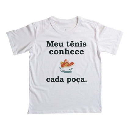 Camiseta Infantil - Conhecedor de Poças, Branca