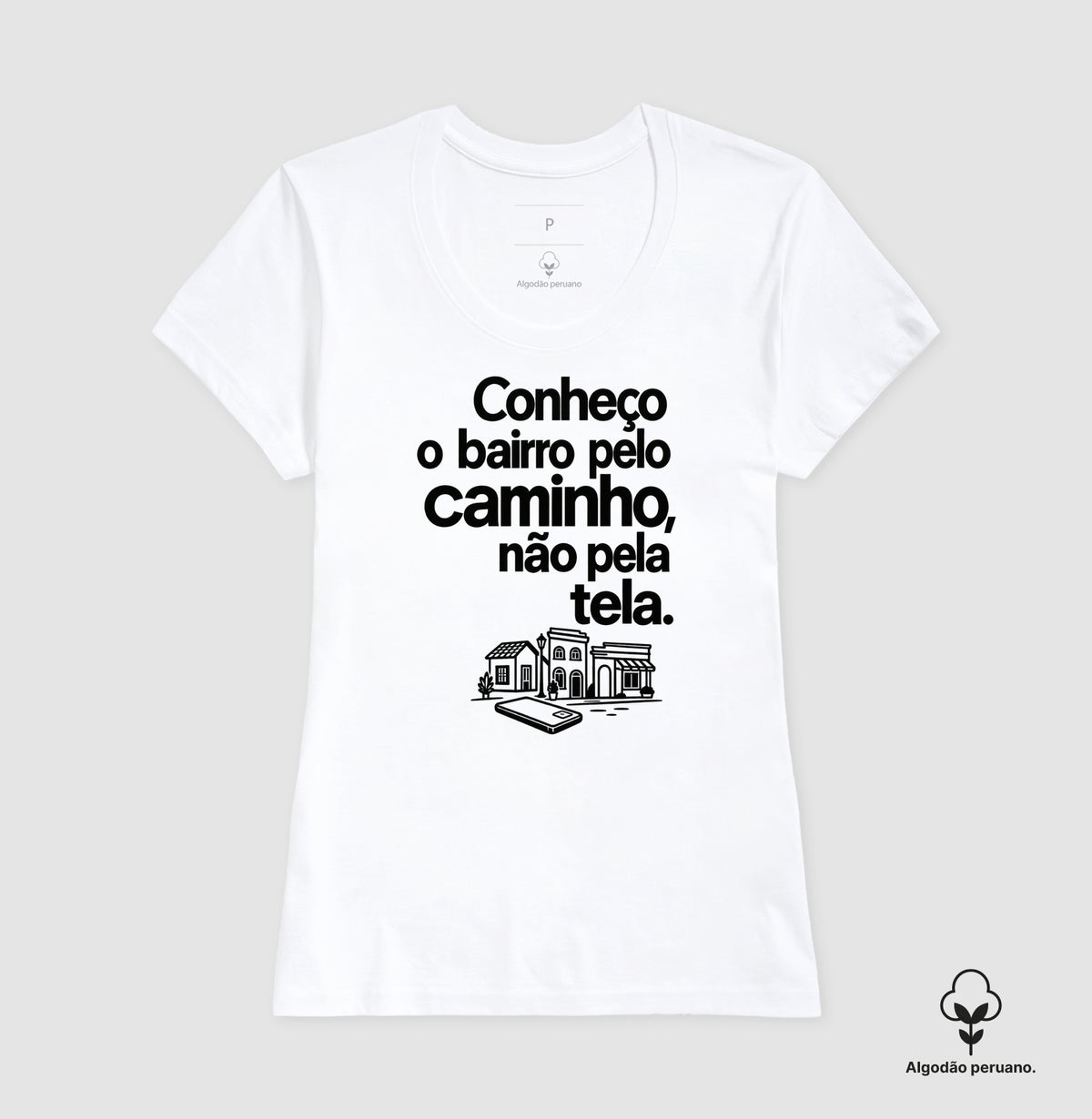 Camiseta Algodão Peruano - Caminho Sem Tela, Feminino, Branca