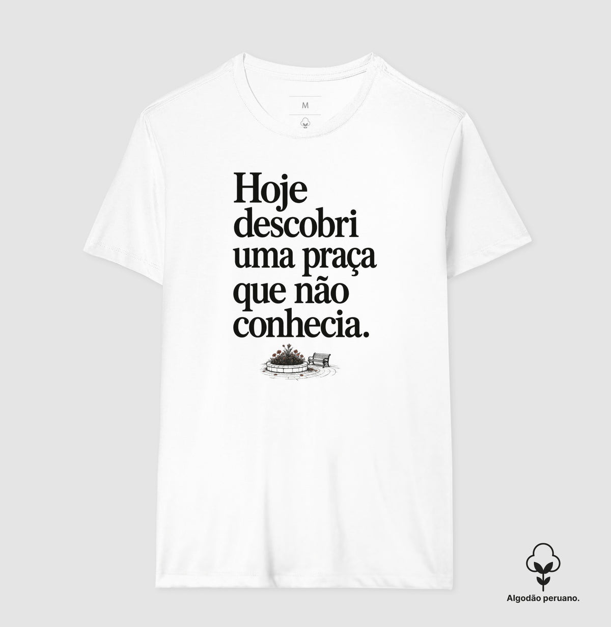 Camiseta Algodão Peruano - Praça Descoberta, Masculino, Branca