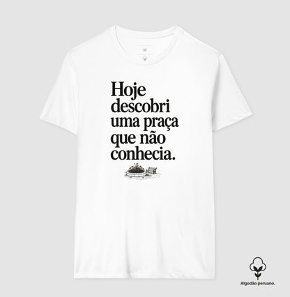 Camiseta Algodão Peruano - Praça Descoberta, Masculino, Branca