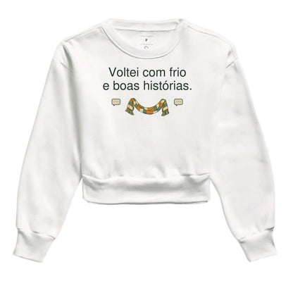 Cropped Moletom - Frio e Histórias, Branca