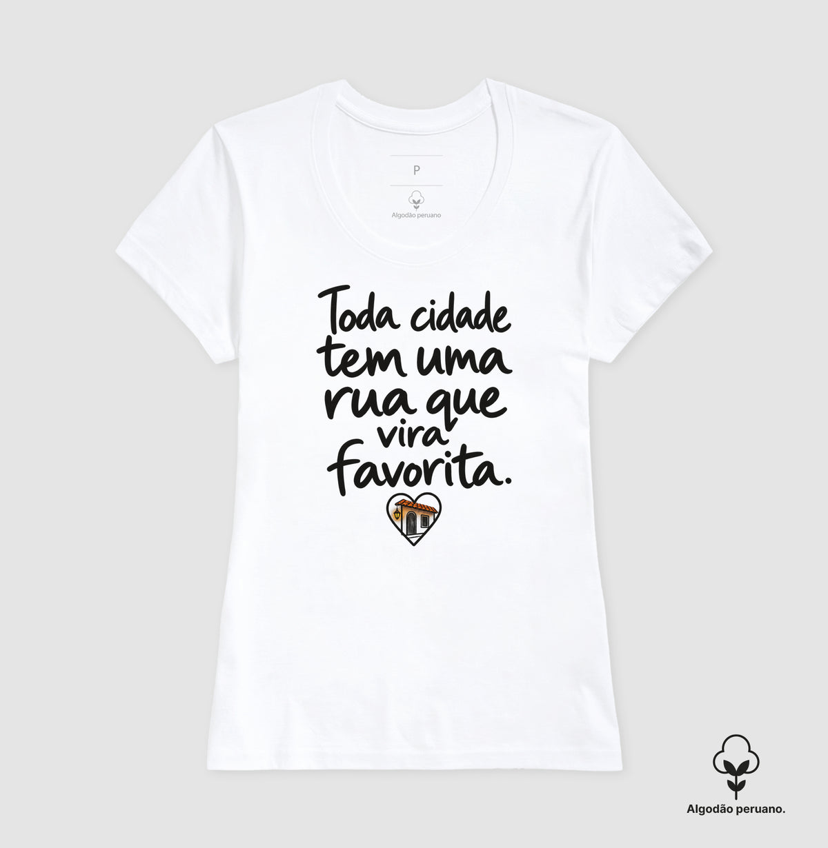 Camiseta Algodão Peruano - Rua Favorita, Feminino, Branca