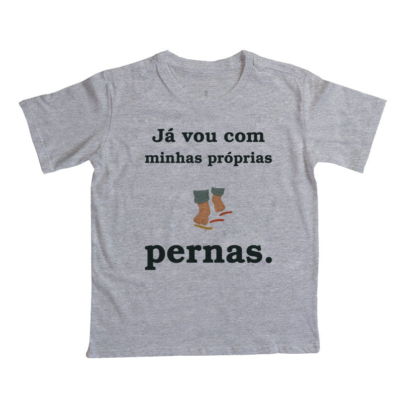Camiseta Infantil - Minhas Pernas, Cinza