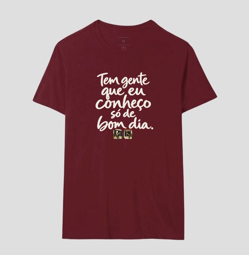 Camiseta Unissex - Bom Dia de Bairro, Masculino, Bordeaux