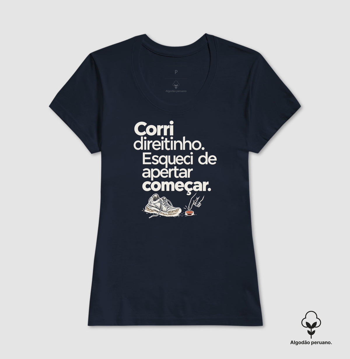 Camiseta Algodão Peruano - Botão Esquecido, Feminino, Marinho