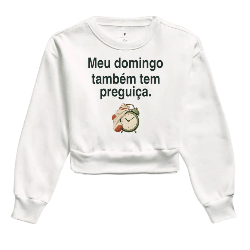 Moletom Cropped - Domingo sem Pressa, Branca