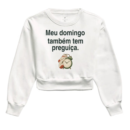 Moletom Cropped - Domingo sem Pressa, Branca