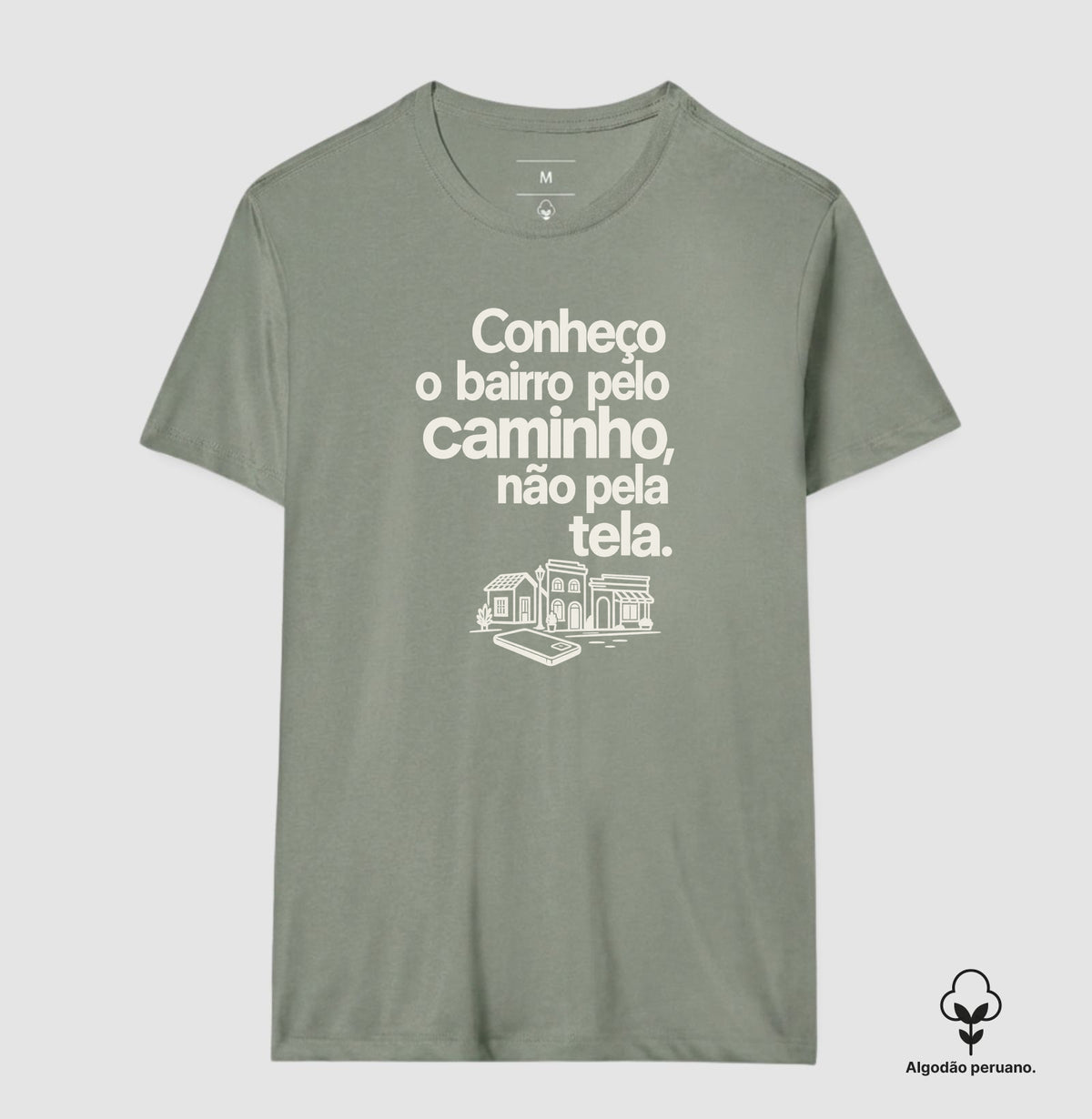 Camiseta Algodão Peruano - Caminho Sem Tela, Masculino, Verde Oliva