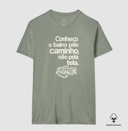 Camiseta Algodão Peruano - Caminho Sem Tela, Masculino, Verde Oliva