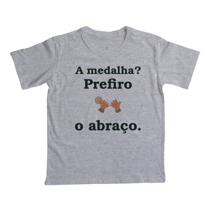 Camiseta Infantil - Prêmio de Colo, Cinza
