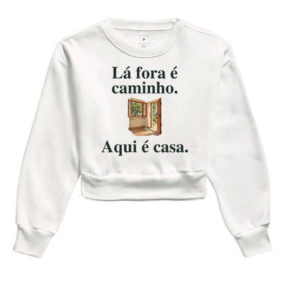 Moletom Cropped - Aqui é Casa, Branca