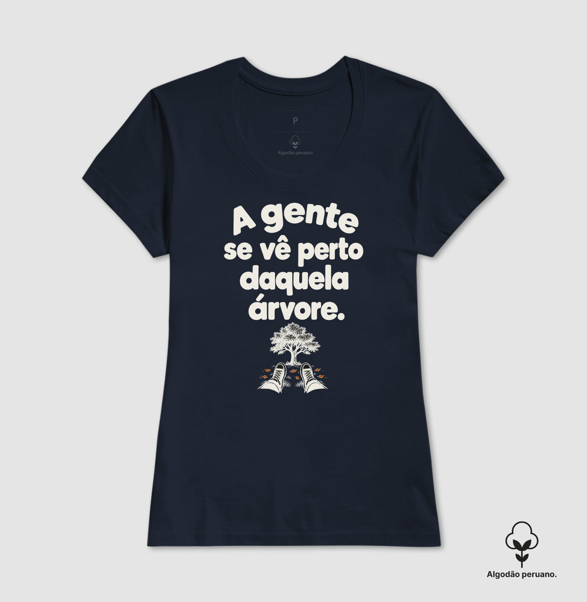 Camiseta Algodão Peruano - Ponto de Encontro, Feminino, Marinho