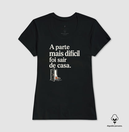 Camiseta Algodão Peruano - Coragem de Ir, Feminino, Preta