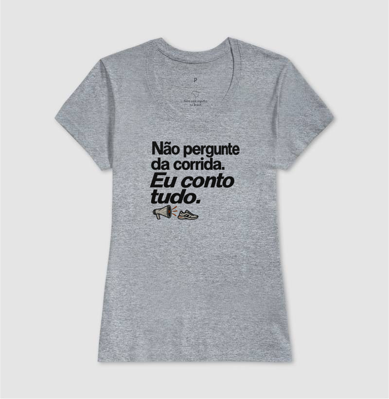 Camiseta Unissex - Cheguei no Assunto, Feminino, Cinza