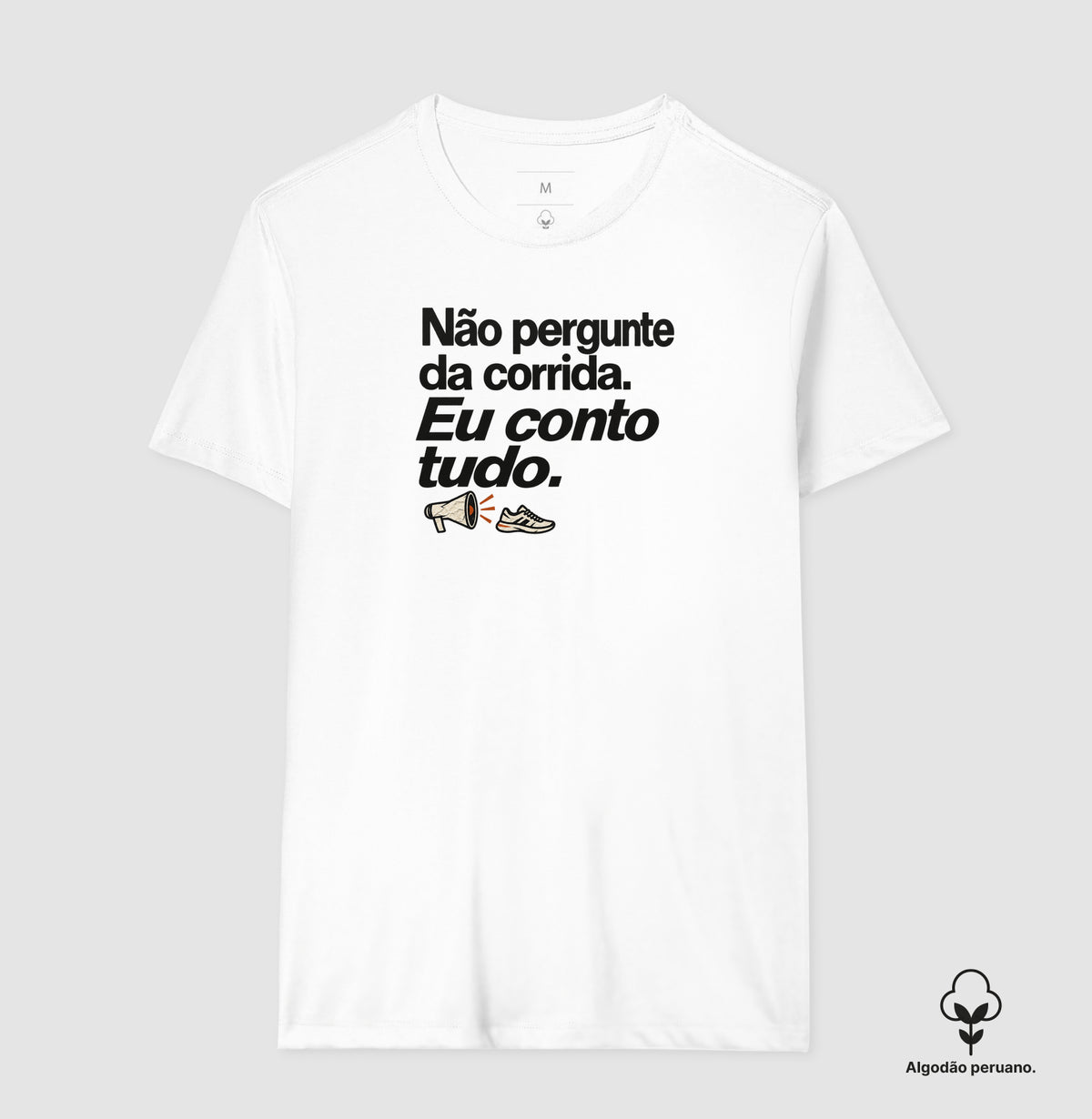 Camiseta Algodão Peruano - Cheguei no Assunto, Masculino, Branca