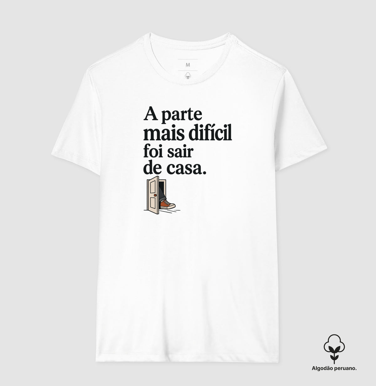 Camiseta Algodão Peruano - Coragem de Ir, Masculino, Branca
