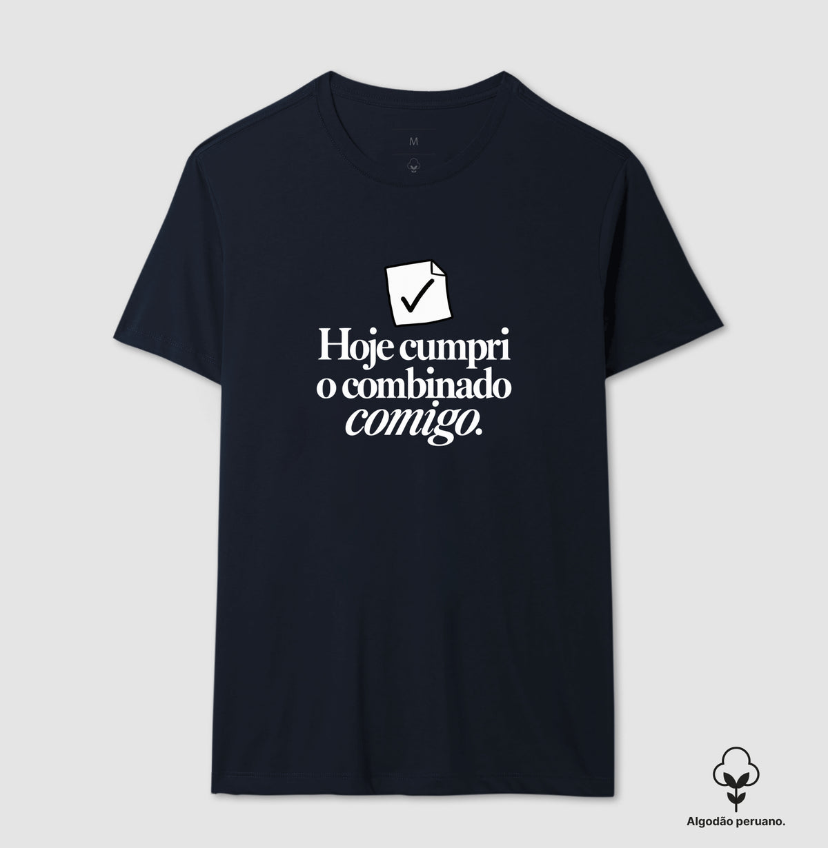Camiseta Algodão Peruano - Pequeno Plano Cumprido — Marinho — Masculino