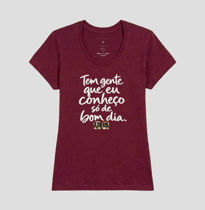 Camiseta Unissex - Bom Dia de Bairro, Feminino, Bordeaux