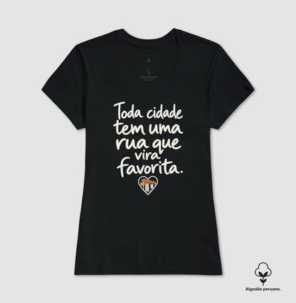 Camiseta Algodão Peruano - Rua Favorita, Feminino, Preta