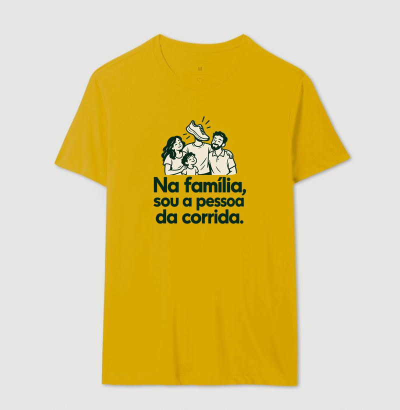 Camiseta Unissex - Sobrenome Corrida, Masculino, Amarelo
