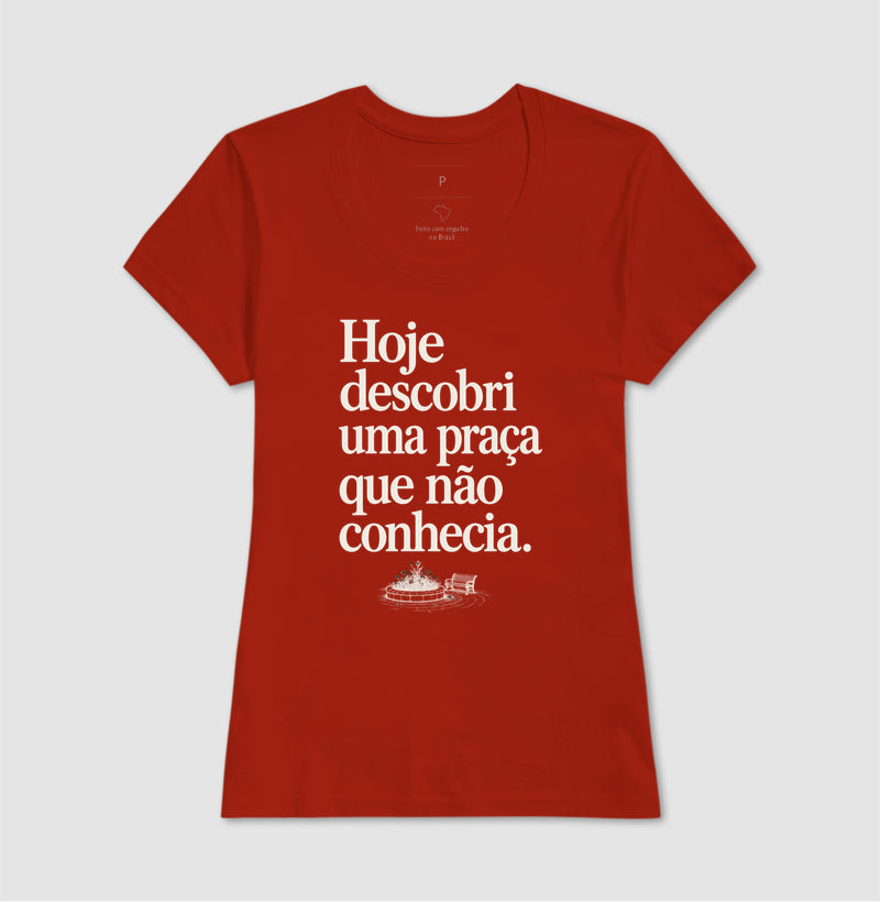 Camiseta Unissex - Praça Descoberta, Feminino, Vermelho