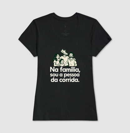 Camiseta Unissex - Sobrenome Corrida, Feminino, Preta