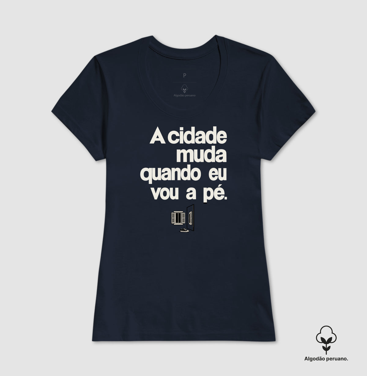 Camiseta Algodão Peruano - Outro Olhar, Feminino, Marinho