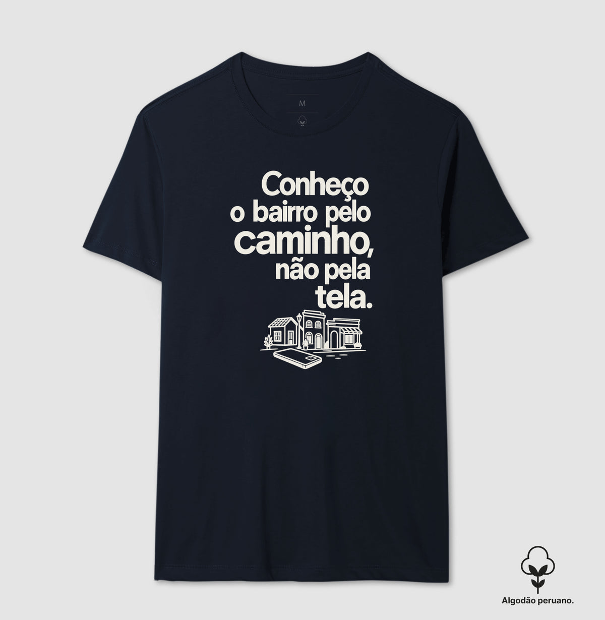 Camiseta Algodão Peruano - Caminho Sem Tela, Masculino, Marinho